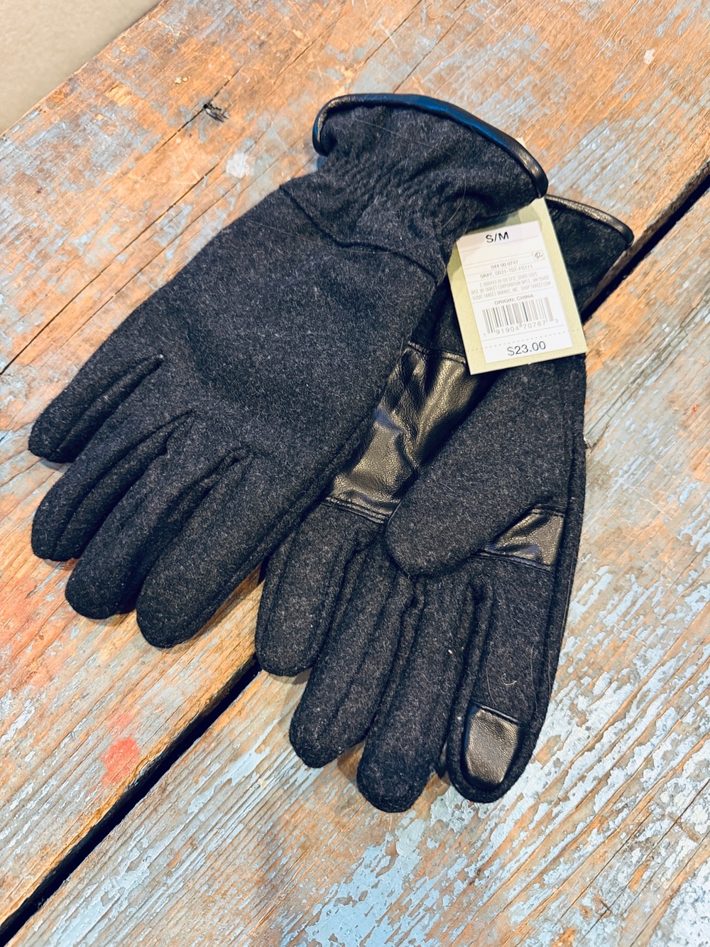 NWT Goodfellow & Co Black Winter Touchscreen Gloves with Faux Leather Palms